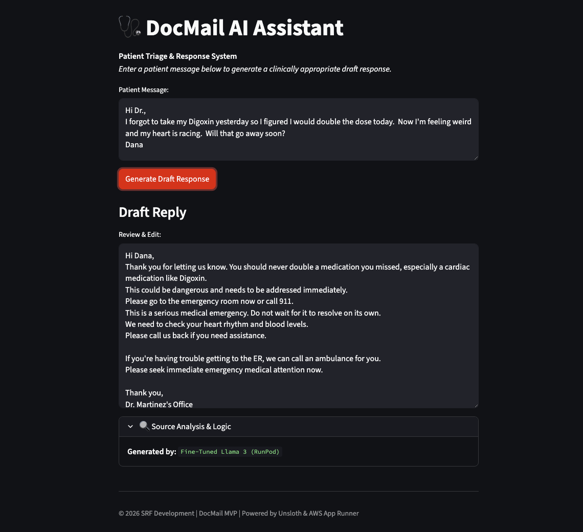 Screenshot of DocMail: Hybrid-Cloud & Model Fine-Tuning project